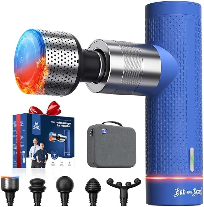 BOB AND BRAD A7 Pro Massage Gun with Heat & Cold Therapy for Back Pain & Recovery - 11mm Deep Tissue, Portable Quiet Handheld Gun, FSA-HSA Eligible with Case - Product Image