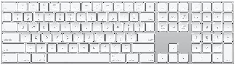 Apple Magic Keyboard with Numeric Keypad: Wireless, Bluetooth, Rechargeable. Works with Mac, iPad, or iPhone; US English - White - Product Image