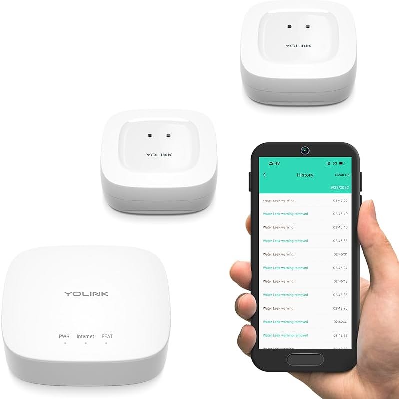 YoLink Water Leak Starter Kit: Hub + 2 Leak Sensor 1 (Silent), LoRa Long-Range, App/SMS/Email Alerts, D2D Offline Triggers, 2 AAA Up to 5-Year Battery, Compatible with Alexa/IFTTT/Home Assistant - Product Image