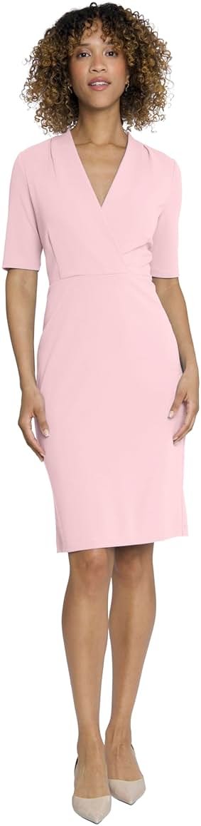 Maggy London Women's Versatile V-Neck Elbow Sleeve Knee-Length Dress | Business Casual Dresses for Women - Product Image