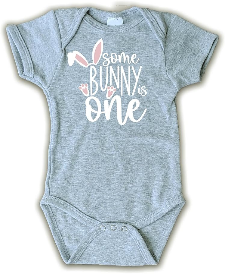 Baby First Birthday Bodysuit, Some Bunny is One, Cake Smash Outfit, Gift for 1 Year Old - Product Image