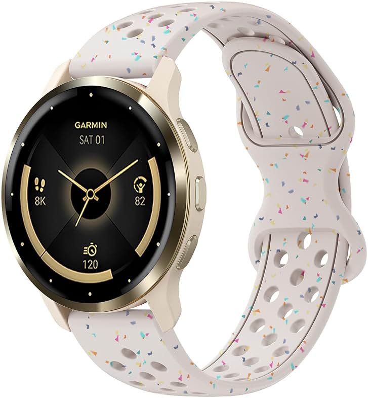 Laband 18mm Colorful Sport Silicone Watch Band Compatible With Garmin Venu 3S 41mm/Venu 2S/Vivoactive 4S/Vivomove 3S/Venu 4 41mm/Forerunner 255S/Forerunner 265S,Recycled Plastic Soft Sport Strap - Product Image