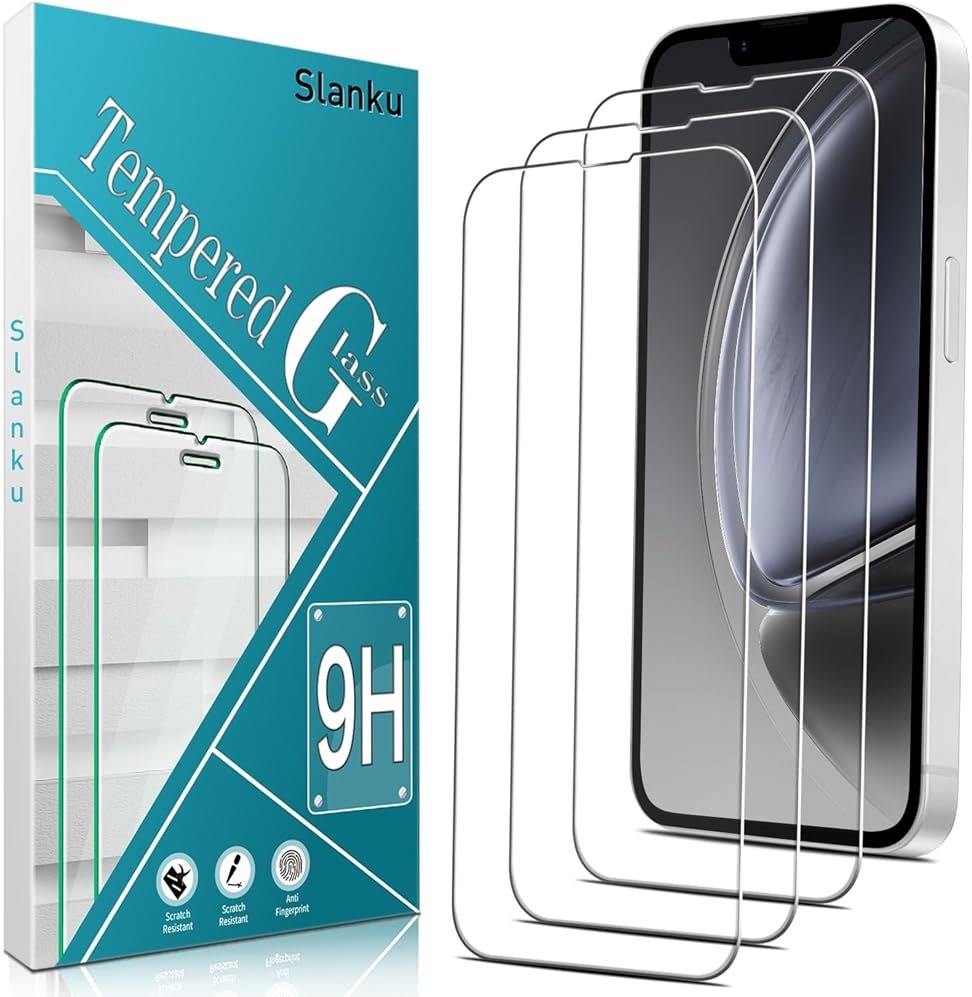Slanku [3 Pack Screen Protector for iPhone 17e/16e Tempered Glass, NO Bubbles, Anti Scratch, Case Friendly, Easy to install - Product Image