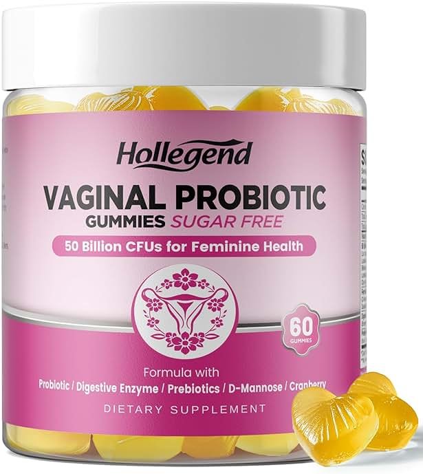 Vaginal Probiotics Gummies for Women Balanced pH, 50 Billion CFUs for Feminine Vaginal odor & Flora, Cranberry, D-Mannose, Vitamin C for Yeast Balance & Immune Health, Sugar Free, Pineapple, 60 Chews - Product Image