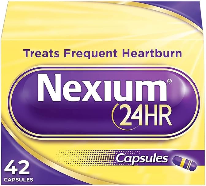 Nexium 24HR Acid Reducer Heartburn Relief Capsules for All-Day and All-Night Protection from Frequent Heartburn, Heartburn Medicine with Esomeprazole Magnesium - 42 Count - Product Image