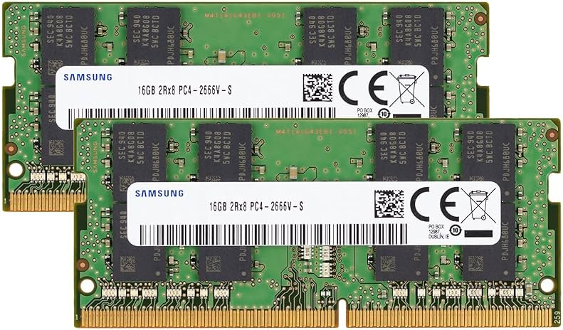 Samsung 32GB (2x16GB) DDR4 2666MHz PC4-21300 (PC4-2666V) CL19 SODIMM 2Rx8 Dual Rank 1.2V 260-Pin Laptop, Notebook RAM Memory - Product Image
