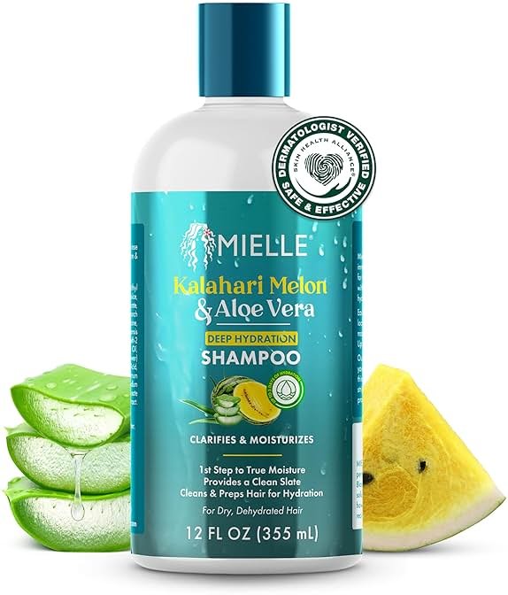 Mielle Organics Kalahari Melon & Aloe Deep Sulfate Free Shampoo - Hydrating & Clarifying Shampoo for Dry, Curly, and Textured Hair - Removes Buildup & Delivers 5 Days of Moisture, 12 Ounce - Product Image