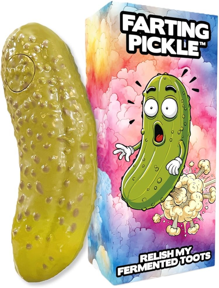 DR DINGUS Farting Pickle Toy - +100 Unique Farts - Hilarious Laughs - Novelty Gag Gift for Friends Family Coworkers Office Students Classroom - Product Image