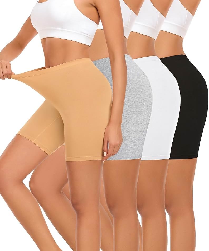 Okimay 4 Pack Cotton Boy Shorts Underwear for Women Anti Chafing Shorts for Under Dresses Soft Boxers Panties - Product Image