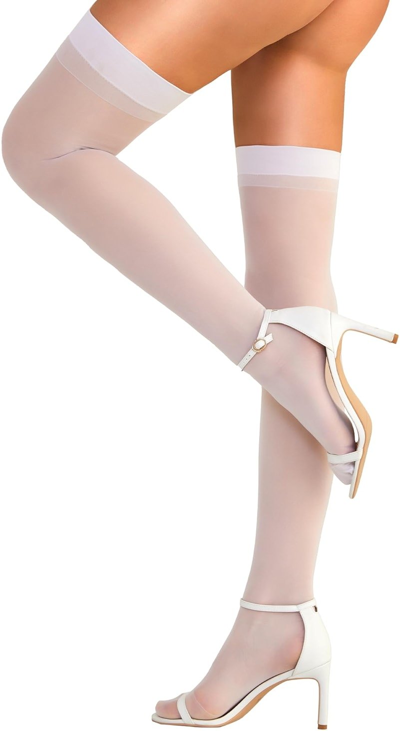 RSLOVE Thigh High Stockings for Women – Sheer Stockings Nylon Pantyhose Perfect for Garter Belts & Lingerie Outfits - Product Image