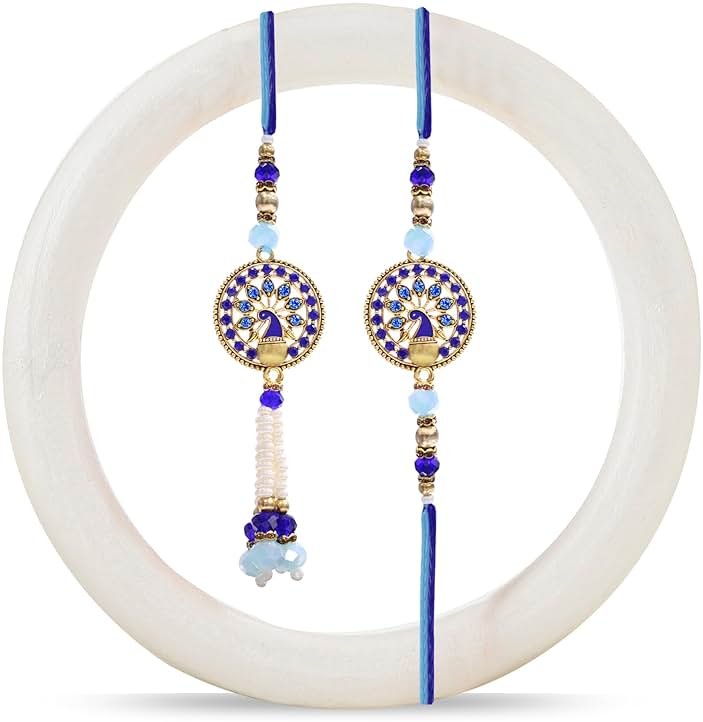 TIED RIBBONS Rakhi for Brother and Bhabhi | Bhiaya Bhabhi Rakhi Gift Set | Roli Tikka - Bhai Bhabhi Rakhi Set | Lumba Rakhi for Bhabhi - Product Image