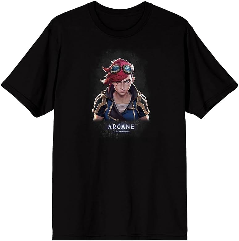 Arcane: League of Legends Vi Close-Up Graphic Men's Black Short Sleeve Tee - Product Image