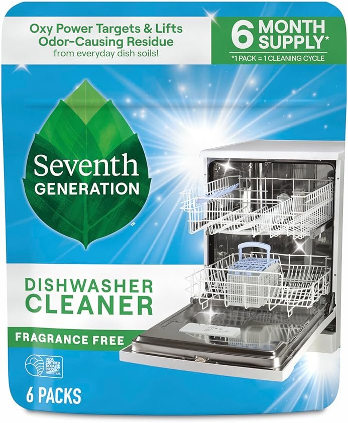 Seventh Generation Dishwasher Cleaning Packs 6 Count Free & Clear Removes odor-causing residue Powered by oxy power - Product Image