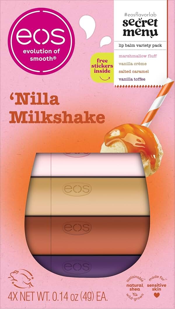 eos Flavor Lab Secret Menu Lip Balm Gift Set - 'Nilla Milkshake, Limited-Edition, Moisturizing, Hydrating, Dry Lips, Variety Pack, 0.14 oz, 4-Pack - Product Image