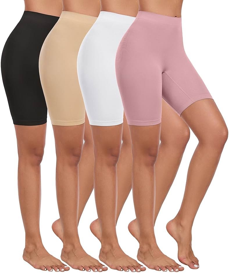 Okimay 4 Pack Slip Shorts for Under Dress Women Seamless Boyshorts Panties Anti Chafing Shorts - Product Image