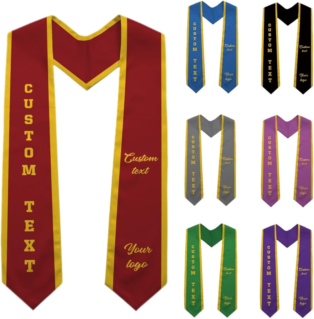 Custom Graduation Stole, Personalized Grad Sash with Text and Logo, Customized Class of 2025 Graduation Stoles Flag Graduation Honor Gifts - Product Image