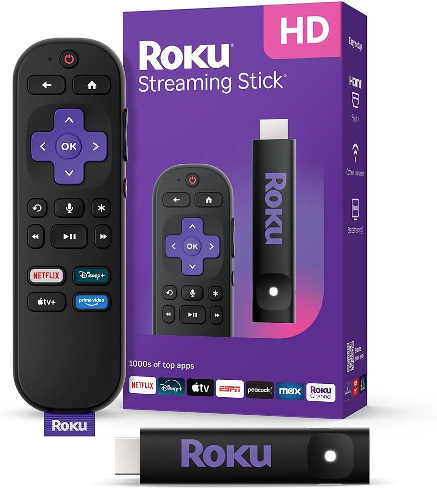 Roku Streaming Stick HD — HD Streaming Device for TV with Roku Voice Remote, Free & Live TV - Product Image