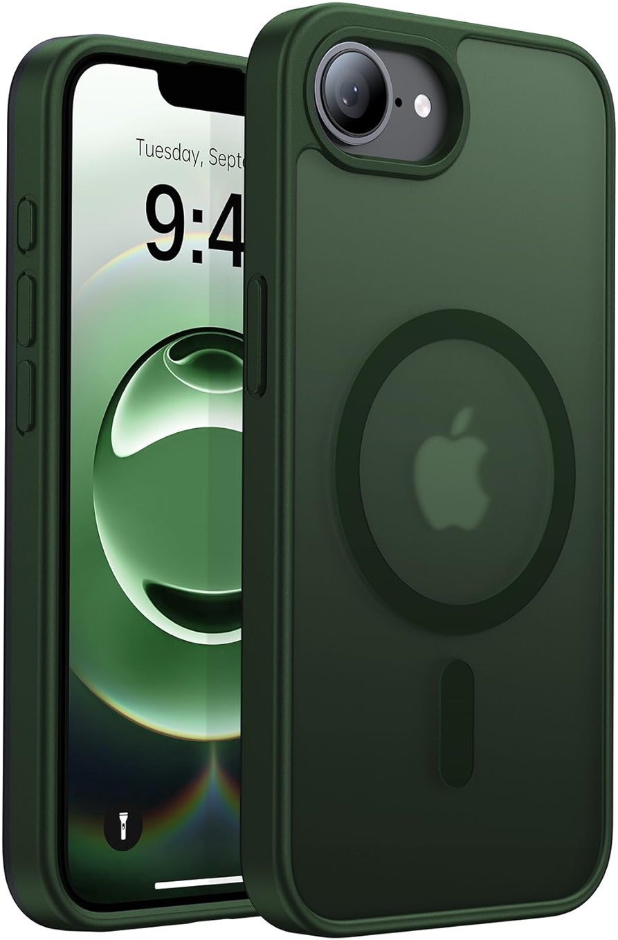 Eastinbox Magnetic Shockproof for iPhone 17e & iPhone 16e Case [Compatible with MagSafe] [Military-Grade Protection] Anti-Yellowing, Matte Protective Phone Case for iPhone 17 e/16 e 6.1", Green - Product Image