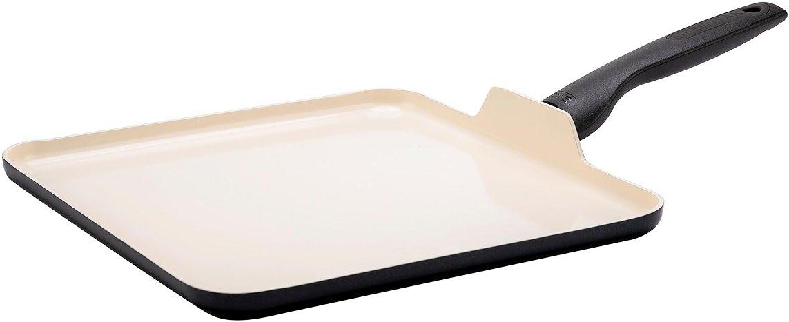 GreenPan Rio 11" Square Griddle Pan, Ceramic Nonstick Cookware, PFOA and PFAS-Free, Stay-Cool Bakelite Handle, Black - Product Image