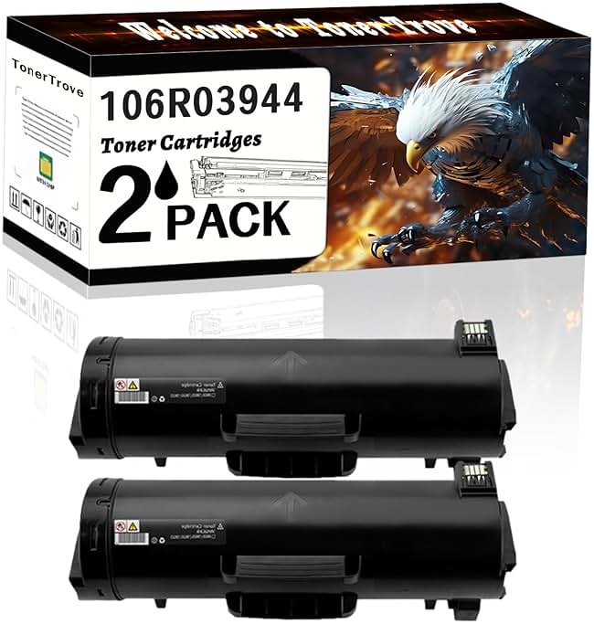 106R03944 Toner Cartridges Compatible for Xerox VersaLink B600 B605 B610 B615 Printers, Office Printing is Easy Clear Smooth (2 Pack Black) - Product Image