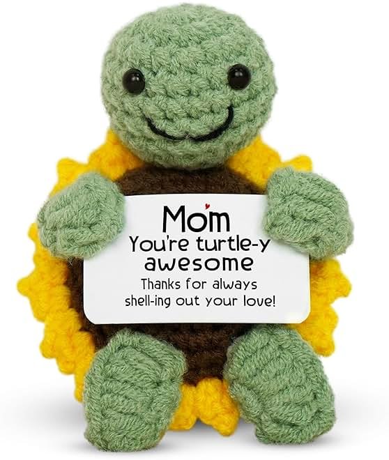 OASSIE Gifts for Mom from Daughter Son - Handmade Positive Crochet Turtle Sunflower - Mothers Day Birthday Gifts for Mom Mother in Law Mama Grandma, Emotional Support Crochet - Product Image
