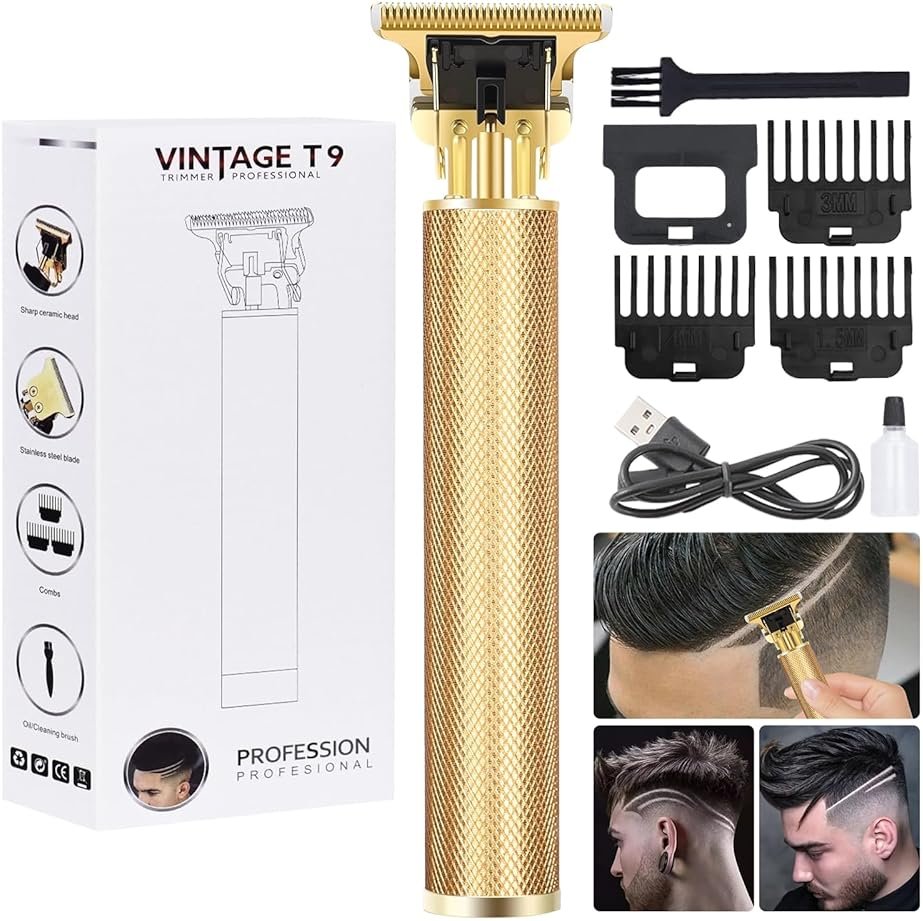 candyfouse Premium Cordless Beard and Hair Trimmer for Men, Professional T-Blade Zero Gapped Rechargeable Grooming Kit, 4 Adjustable Limit Combs, Ideal Gift for Him - Product Image