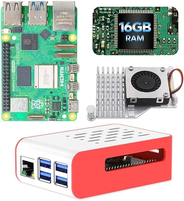 iRasptek Basic Kit for Raspberry Pi 5 16GB RAM with Pi5 Case and Active Cooler Included - Product Image