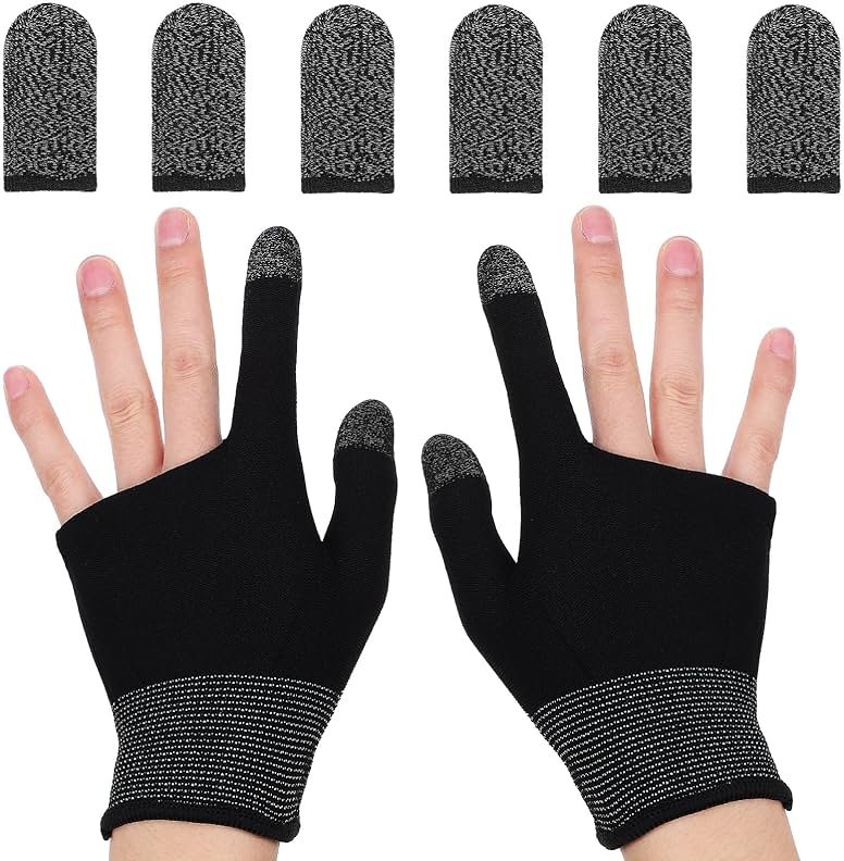 SUPVOX Gaming Finger Gloves Set: Touchscreen Gamer Gloves with Finger Sleeves for Sweaty Hands - Ultra-Thin, Breathable, and Anti-Slip for Tablet Gaming - Product Image