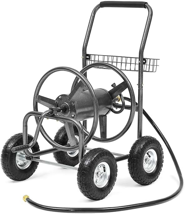 Autodaya Garden Water Hose Reel Cart - 250 ft. Capacity, 10" Pneumatic Tires, Powder-Coated Steel Frame for Tangle-Free Garden Hose Storage - Product Image