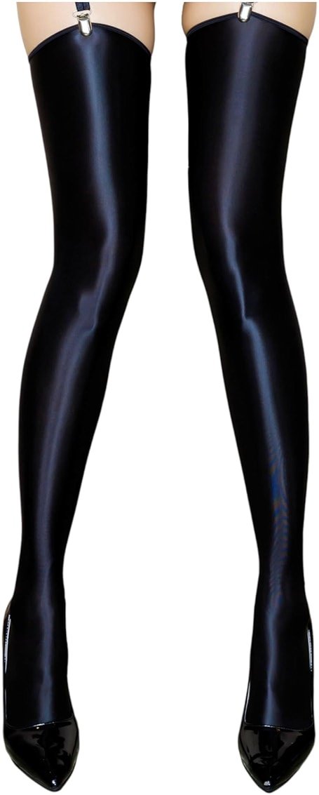 Men's Sissy High Over Knee Glossy Oil Shiny Stocking, Femboy Thigh High Stockings, for Cross-dressing - Product Image