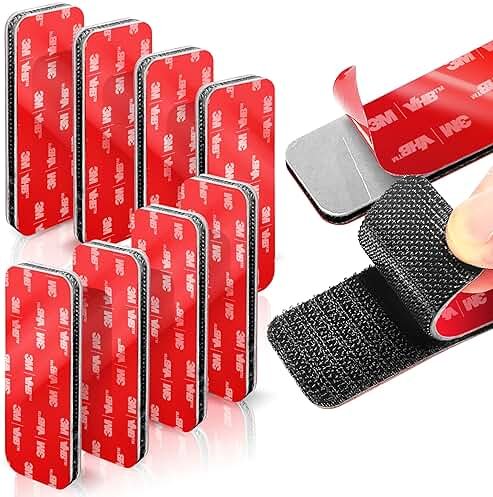8 Sets Heavy-Duty Adhesive Hook and Loop Strips – 1.2" x 3.2" High-Bond Fastening Strips, Heat-Resistant & Waterproof, Strong Hold for Indoor/Outdoor Mounting on Wall, Glass, Tile, Metal & More - Product Image