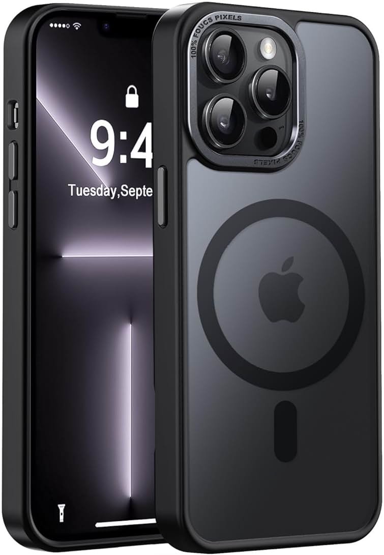 Newfuture Designed for iPhone 13 Pro Max Case with Magnetic [13 FT Military Drop Protection] [Compatible with Magsafe] Slim Translucent Matte Shockproof with Anti-Fingerprint Phone Case, Black - Product Image