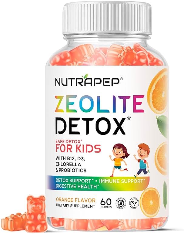 NutraPep Zeolite Detox Gummies for Kids - Total Body Cleanse Micronized Chewables Supplement with Chlorella - Cleanse Out Toxins - Orange Flavor Vegan Non-GMO Gluten-Free - Product Image