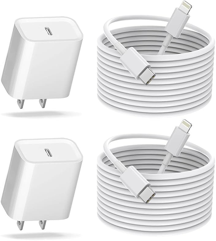Fast iPhone Charger, [MFi Certified] 2Pack 10FT Extra Long Quick USB C to Lightning Cable Cords + 20W PD USB C Charger Block Fast iPhone Charging Adapter for iPhone 14 Pro Max/Plus/13/12/11/XS/XR/X/SE - Product Image