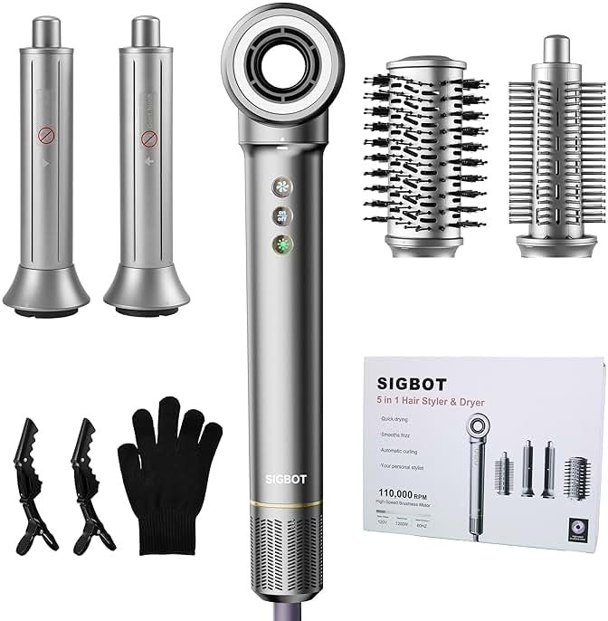5 in 1 Hair Dryer Brush Set,Professional Blow Dryer Brush,High-Speed Hot Air Styler Wrap for Women,Multi Stylers - Volumize,Curl,Straighten,Frizz-Free,No Heat Damage (ZCY892-A) - Product Image