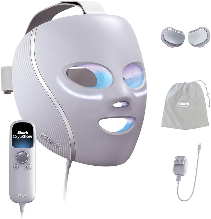 Shark CryoGlow LED Face Mask with Under-Eye Cooling, Anti-Ageing & Blemish Repair, Red & Blue LED, Infrared Light Therapy, USB-C, Remote Control, Storage Bag, Lilac Chill, FW312PL - Product Image