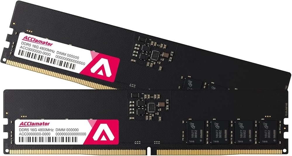 DDR5 RAM 32GB Kit (2x16GB) 4800MHz (PC5-38400) CL40 1.1V On die ECC UDIMM 288-Pin Desktop Memory Module Acclamator - Product Image