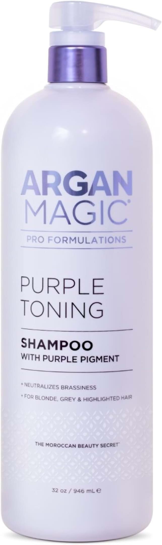 Argan Magic Purple Toning Shampoo – Neutralizes Brassiness for Blonde, Grey & Highlighted Hair | Infused with Argan Oil | Paraben-Free | (32 Oz) - Product Image