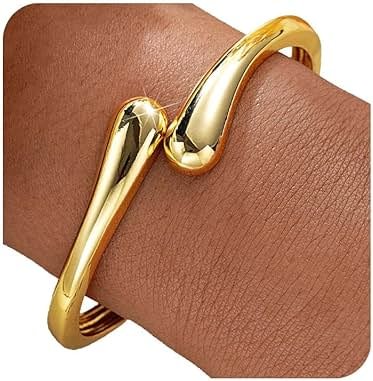 MTINEAPS Gold Bangle Bracelets for Women Teens Trendy Chunky Adjustable Twist Cuff Bracelet Jewelry Gifts - Product Image