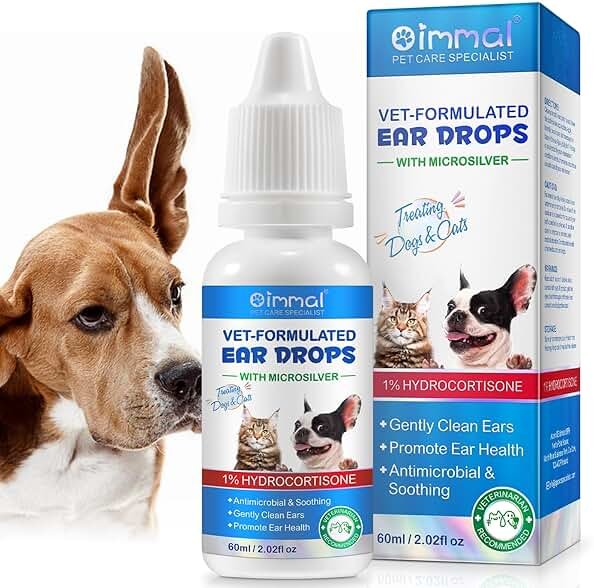 Daiasns Dog & Cat Ear Infection Treatment Drops - 1% Hydrocortisone Ear Cleaner for Yeast & Itchy Ears, Vet-Formulated, 2 fl oz - Product Image