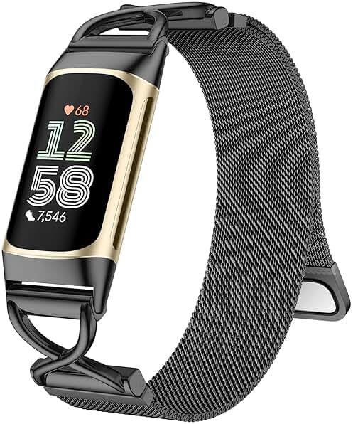 JKD X-Shape Metal Band Compatible with Fitbit Charge 6/ Charge 5 Bands for Women Men, Soft Stainless Steel Mesh Loop Strap Bracelet Wrist Band Replacement for Fitbit Charge 5/ Charge 6 Fitness Tracker - Product Image