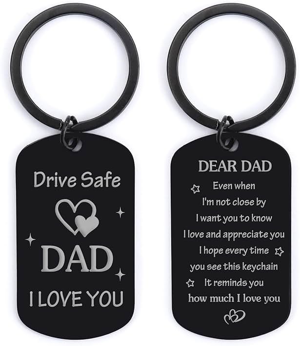 Fodfgxf Fathers Day Gift for Dad from Daughter Son, Dad Birthday Gift Drive Safe Keychain for Him Father Papa Gifts Dad Gift from Daughter Son Fathers Day Gift for Husband from Wife - Product Image