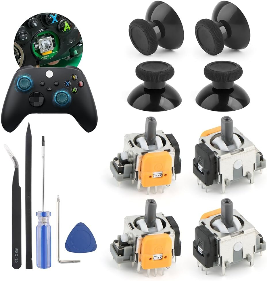 4Pack Joysticks for Xbox Series S/X Hall Effect Joystick Replacement for Xbox Series S/X 3D Analog Sensor Module Thumb Stick Controller Accessories Parts with Repair Tools - Product Image