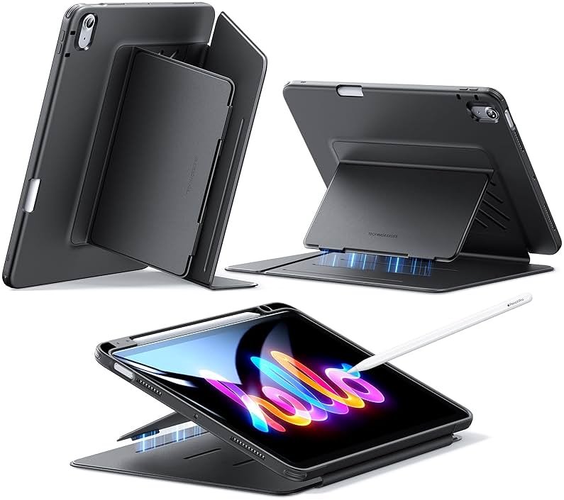 ESR for iPad Air 11 Inch Case M4/M3/M2 (2026/2025/2024), iPad Air 5th/4th Gen Case (2022/2020), Vertical Stand Cover with Pencil Holder, Ultra-Stable Cover, Multi Stand Angles, Flip Series, Black - Product Image