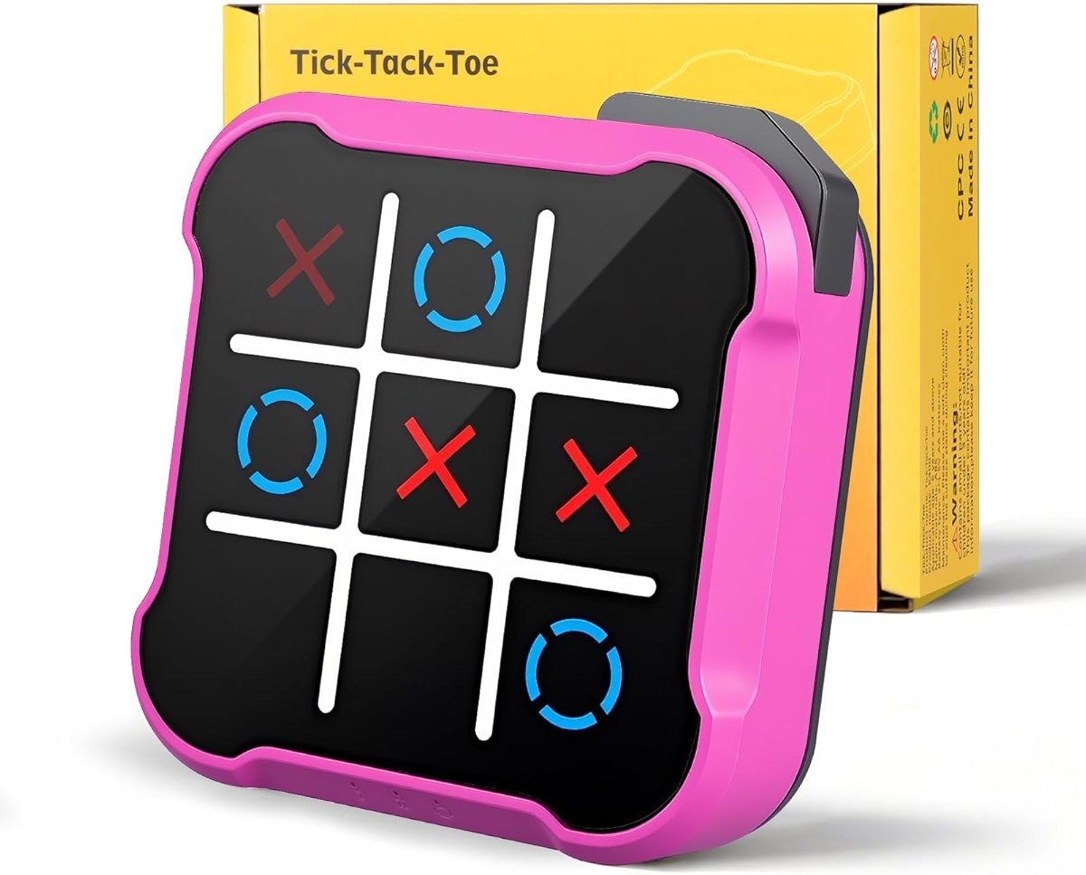 Tic Tac Toe, 4 in 1 Handheld Educational Game Machine, Electronic Tic Tac Toe Game for Education and Memory Growth, Home, Toy Board Game for Kids and Adults (Purple) - Product Image