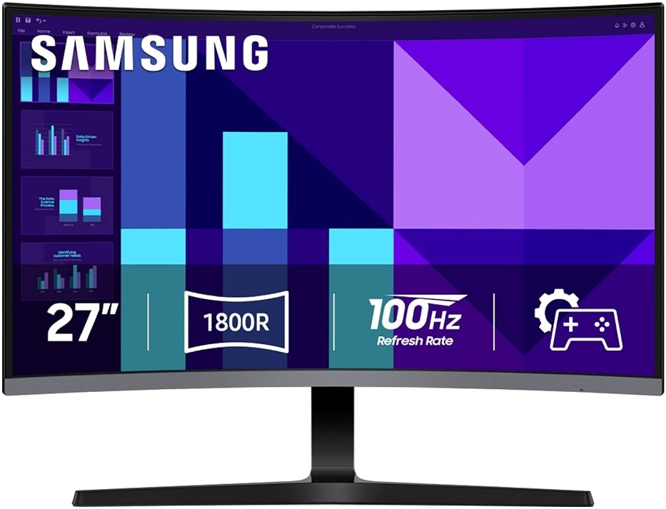 Samsung 27-inch S3 (S39GD) FHD 100Hz Curved Monitor, Game Mode, Eye Saver Mode, Multiple Connectivity with HDMI Port, Built-in Speakers, LS27D396GANXZA, 2025 - Product Image