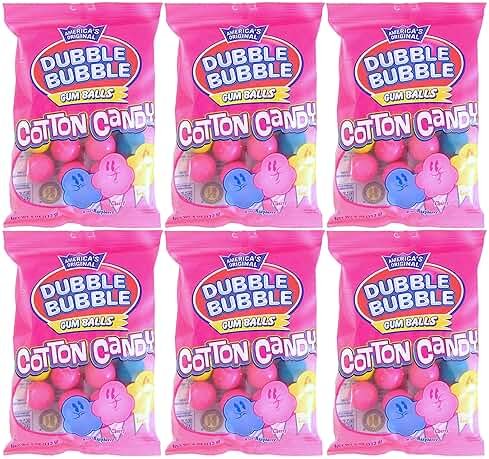 Dubble Bubble Cotton Candy Gumballs – 6 Pack – Blue Raspberry, Cherry & Lemon Flavors, 4 oz per Bag (6) - Product Image