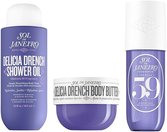 Sol de Janeiro Deeply Moisturizing Nighttime Body Care Routine for Dry Skin - Delicia Drench Shower Oil, Delicia Drench Body Butter, & Vanilla Cheirosa 59 Perfume Mist - Product Image