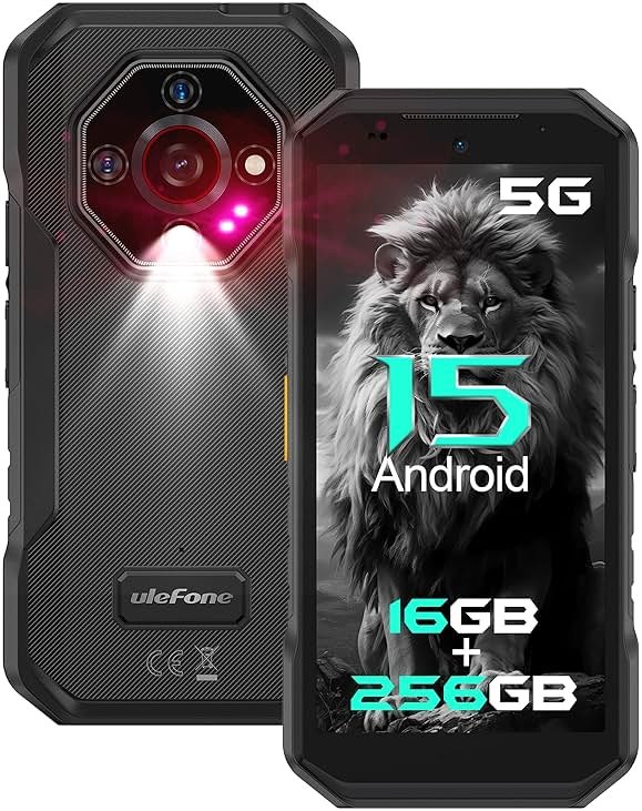 Ulefone Armor X32 Pro 5G Rugged Phone, MTK Dimensity 6300, 16+256GB, Android 15, Widevine L1, 64MP/25MP Night Vision, Dedicated Glare Flashlight, 5G WiFi Hotspot, 5.65” 90Hz, 5500mAh, NFC/GPS - Black - Product Image
