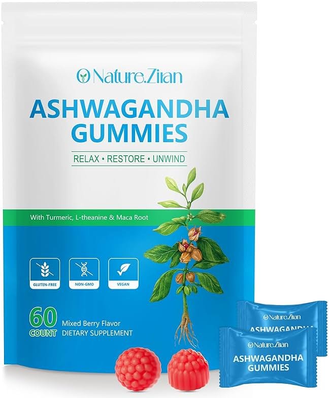O NATURE . ZIRAN Ashwagandha Gummies - Ashwagandha Supplement for Women & Men for Immune Support & Increased Energy, Stress Relie, Relax, Mixed Berry Flavor - 60 Count - Product Image